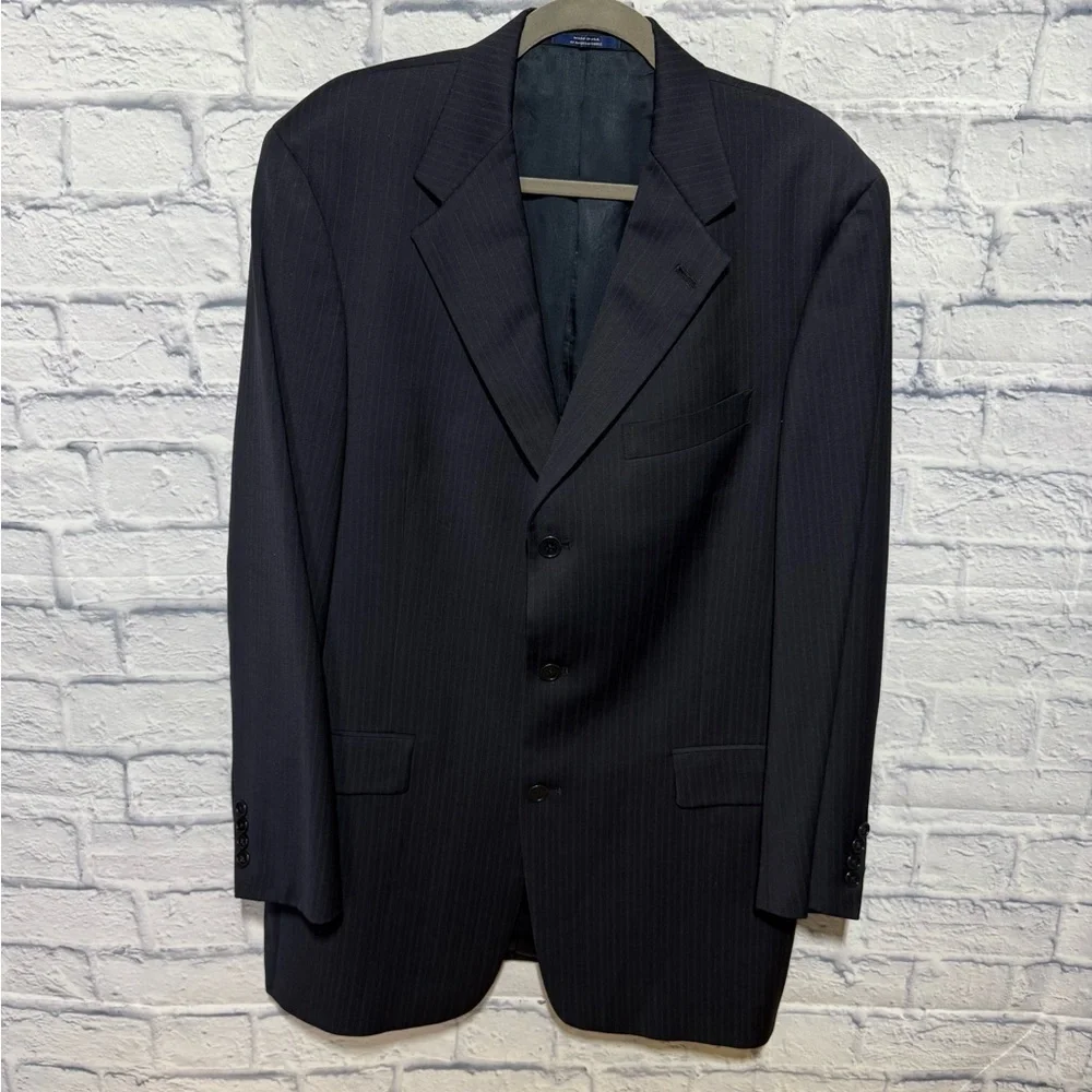 Men's Ted Baker London Navy Pinstripe Blazer, 42L, (See Description)